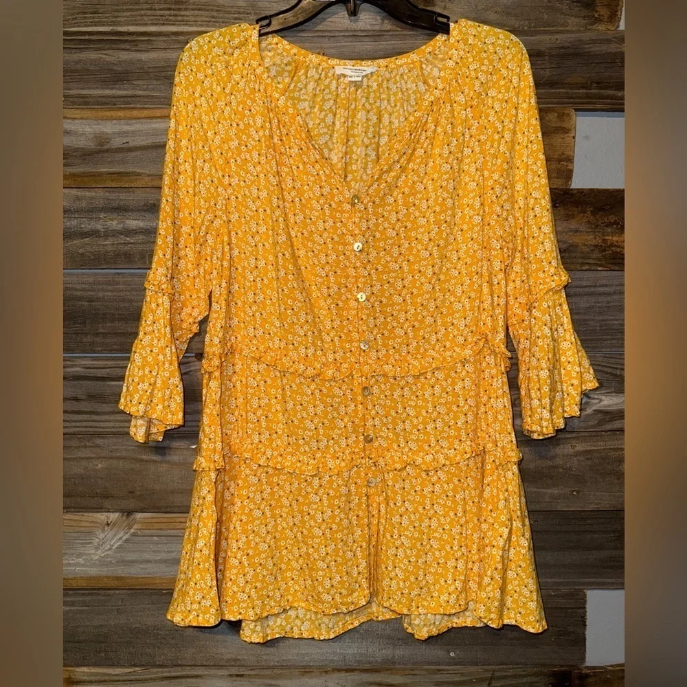 Beach Lunch Lounge Womens Suella Boho Button Down Peasant Top Sunshine Dolly XS - Picture 3 of 7